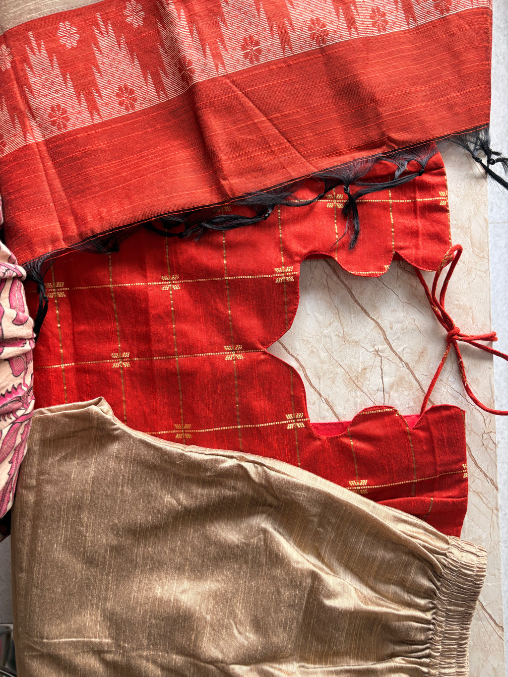 Orange Raw Silk Set