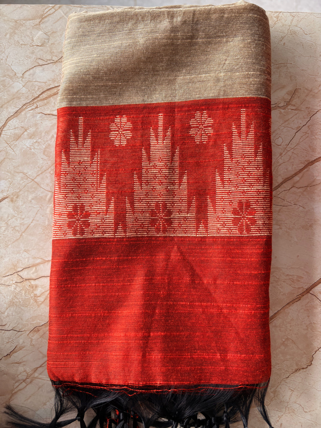 Orange Raw Silk Set