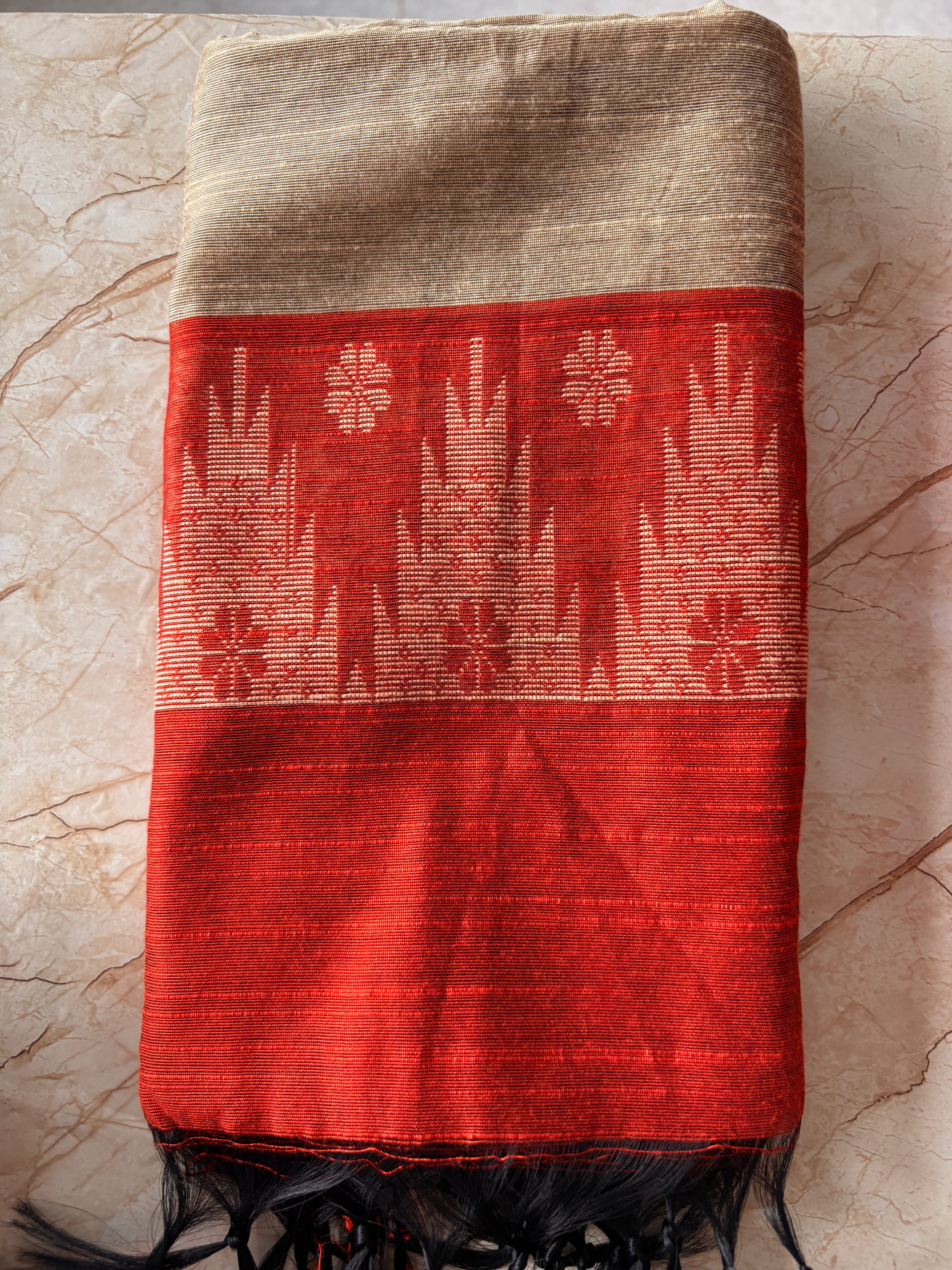 Orange Raw Silk Set